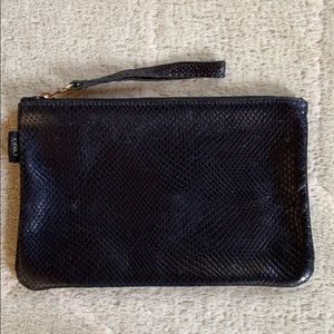 Obey Black Faux Snakeskin Wristlet Clutch
